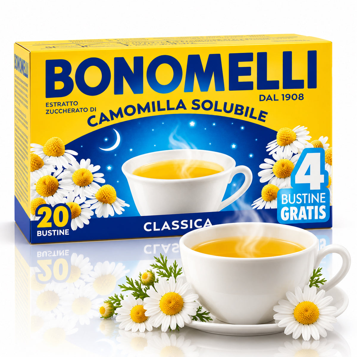 Bonomelli Instant Chamomile Classica – 20 Sachets, 3.53 oz
