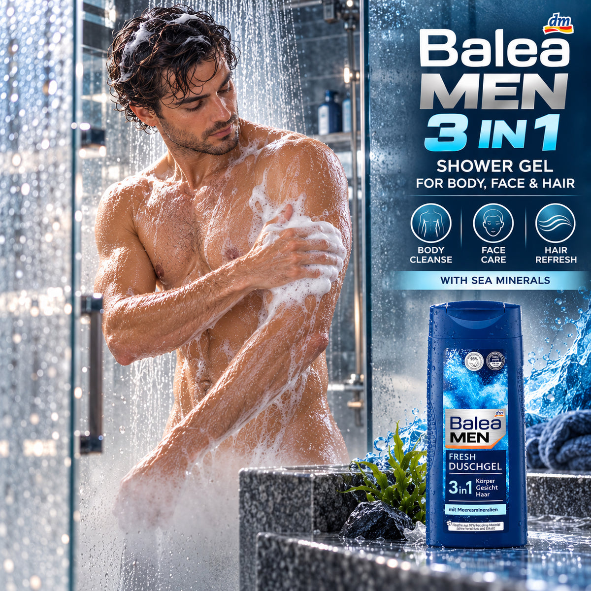 Balea MEN Fresh 3-in-1 Shower Gel 10.1 fl oz