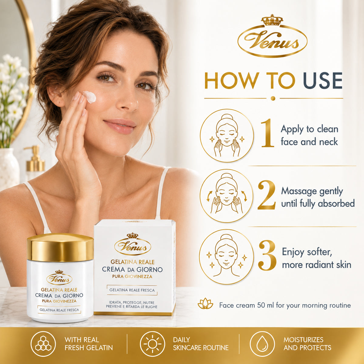 Venus Gelatina Reale Pura Giovinezza Day Cream – 1.69 fl oz