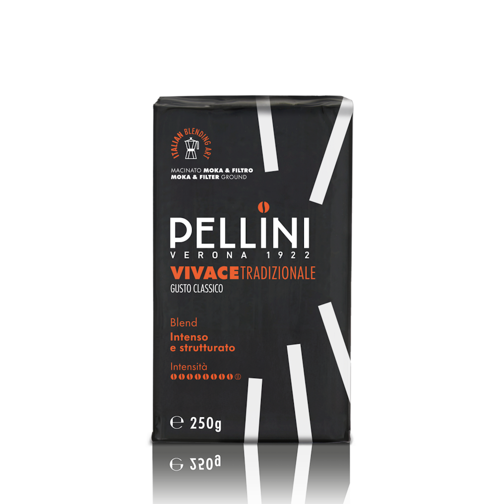 Pellini Vivace Tradizionale Classic Ground Coffee for Moka Pot, French Press & Filter, 8.8 oz