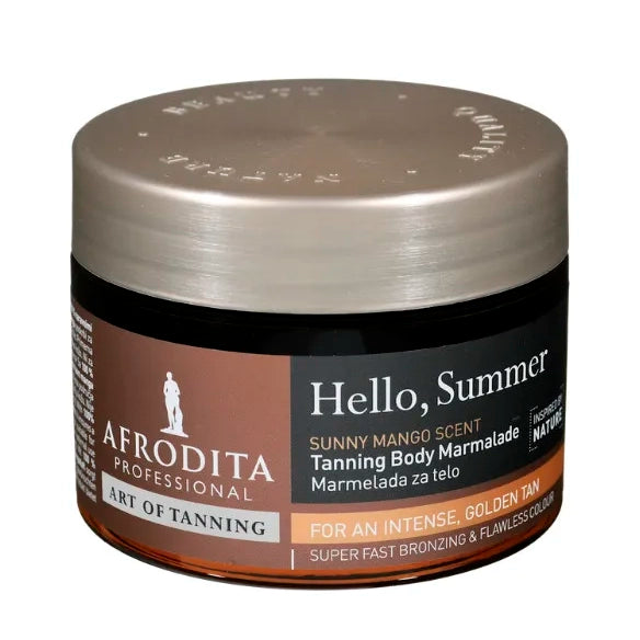 Afrodita Professional Hello, Summer Tanning Body Marmalade – Sunny Mango Scent, Gold Pigments, 6.76 fl oz (200 ml)