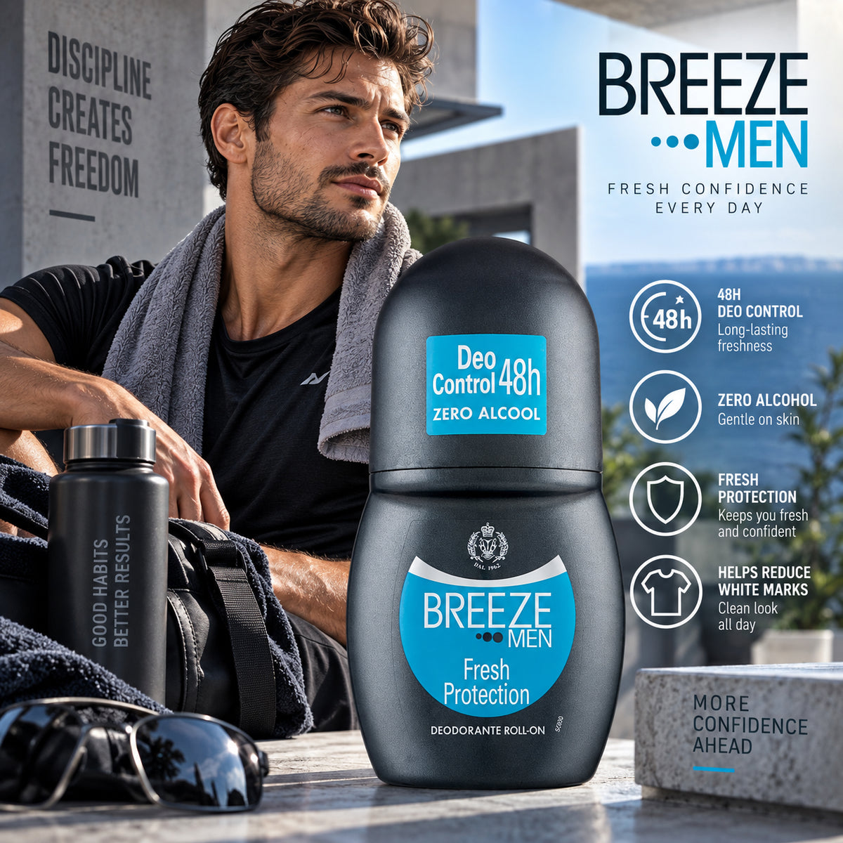 Breeze Men Fresh Protection 48h Roll-On – 1.69 fl oz