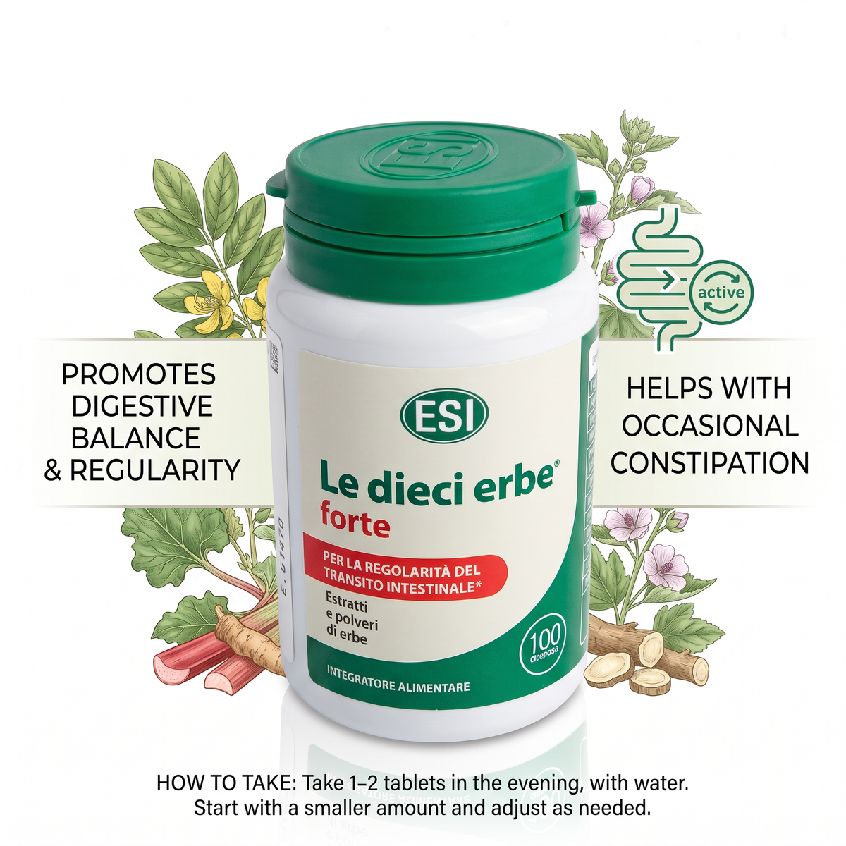 ESI Le Dieci Erbe Forte Intestinal Regularity – 100 Tablets