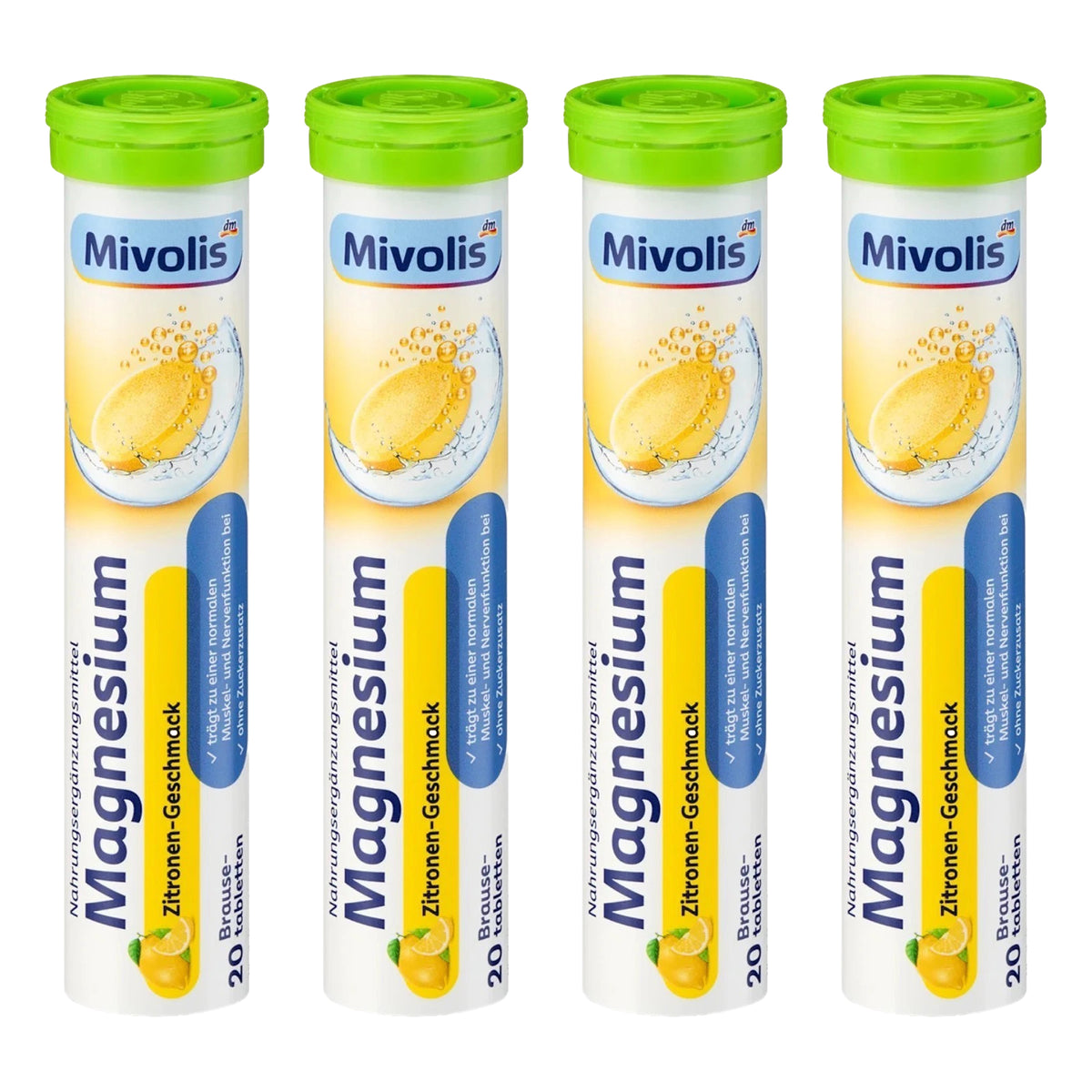 Mivolis Magnesium Effervescent Tablets – Lemon Flavor, 20 Tablets – Germany