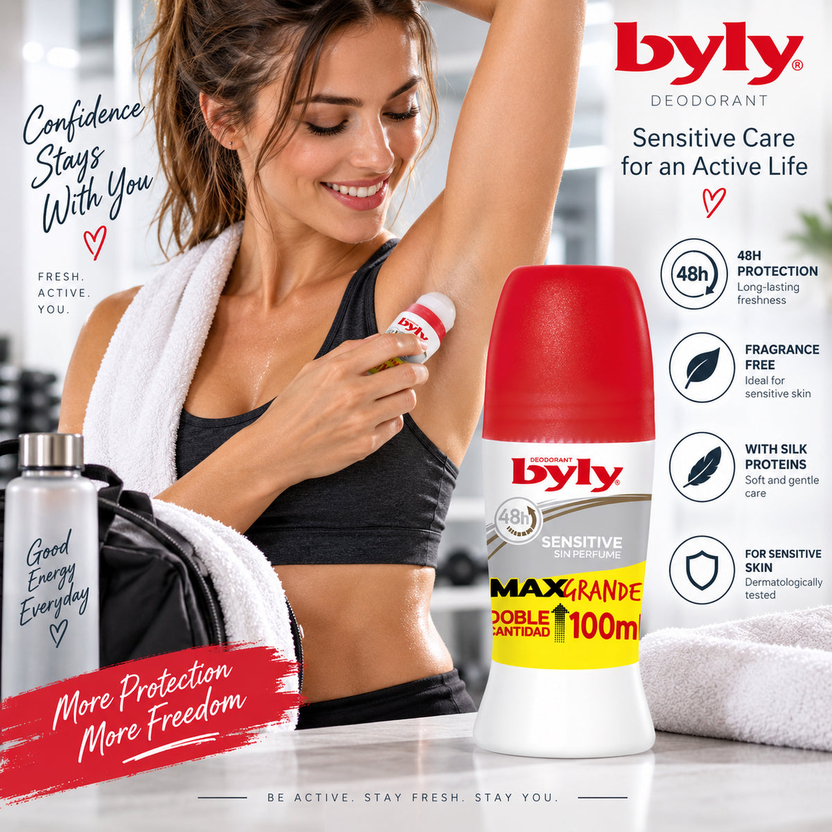 Byly Sensitive 48h Fragrance-Free Roll-On – 3.38 fl oz