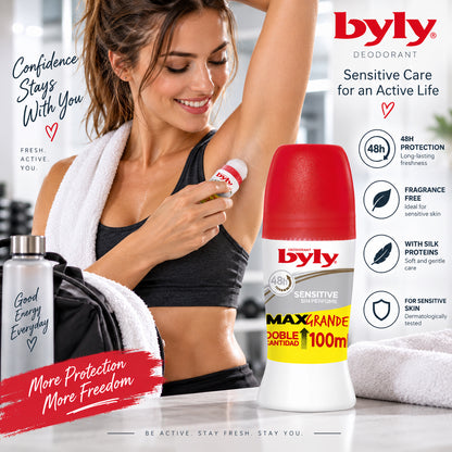 Byly Sensitive 48h Fragrance-Free Roll-On – 3.38 fl oz