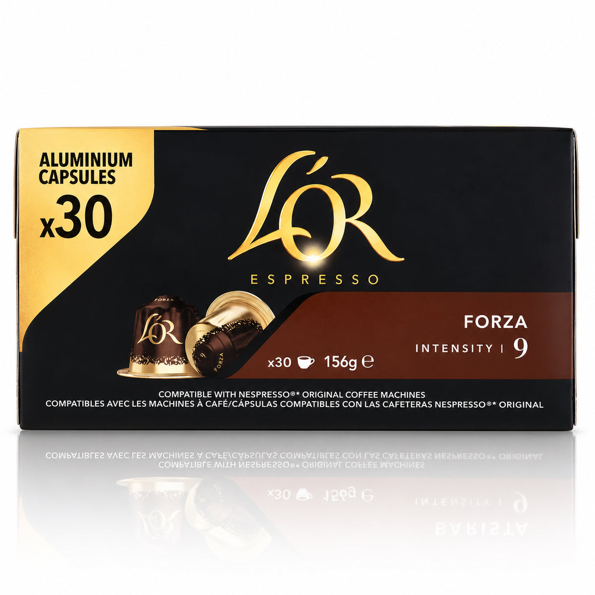 L’OR Espresso Forza Intensity 9 – 30 Aluminum Coffee Capsules for Nespresso