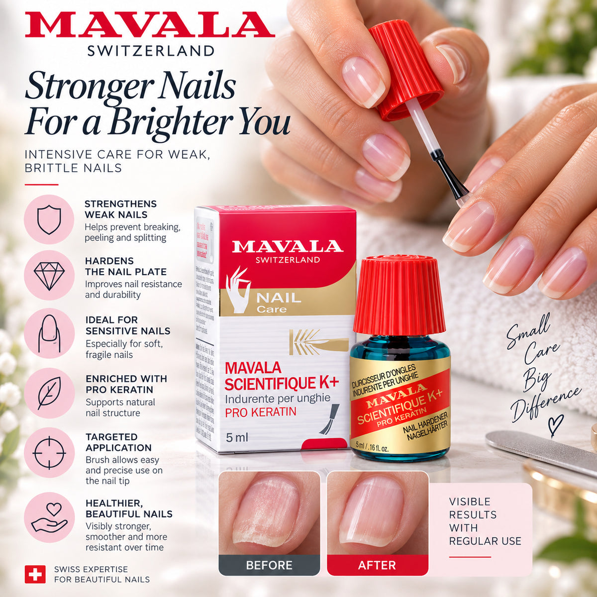 Mavala Scientifique K+ Pro Keratin Nail Hardener – 0.17 fl oz