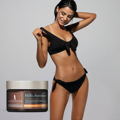 Afrodita Professional Hello, Summer Tanning Body Marmalade – Sunny Mango Scent, Gold Pigments, 6.76 fl oz (200 ml)