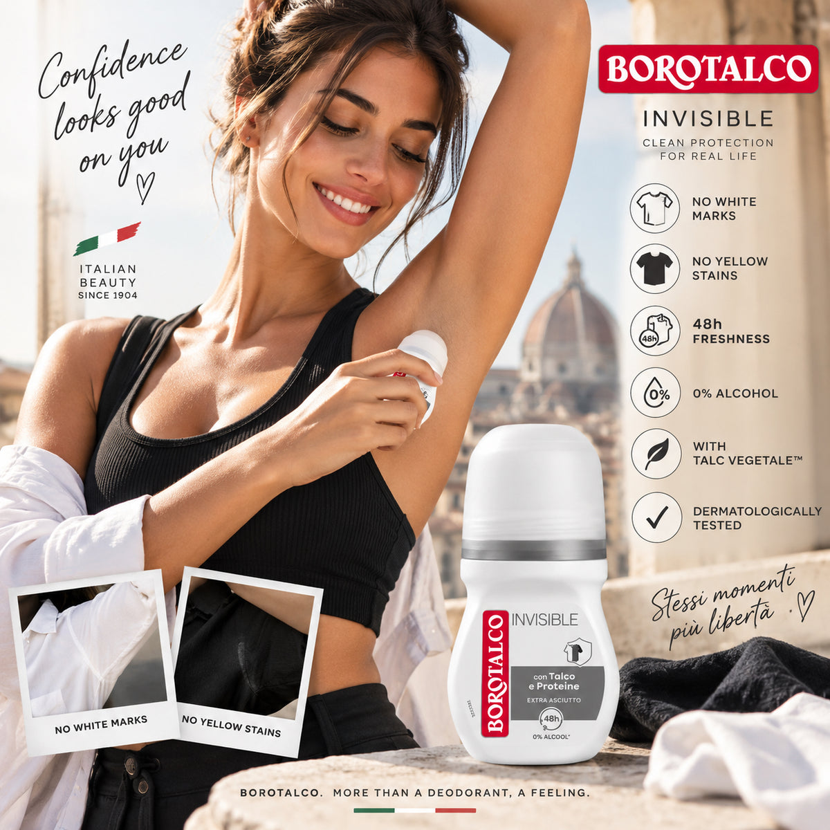 Borotalco Invisible Anti-Stain Dry Roll-On Deodorant – 1.69 fl oz