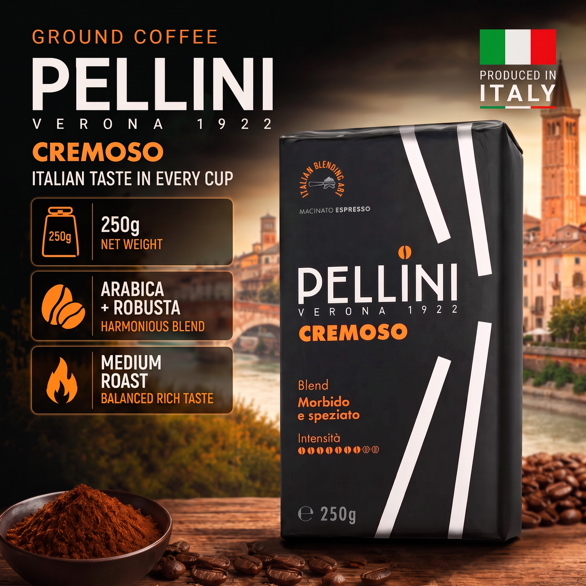 Pellini Cremoso Espresso Ground Coffee 8.8 oz