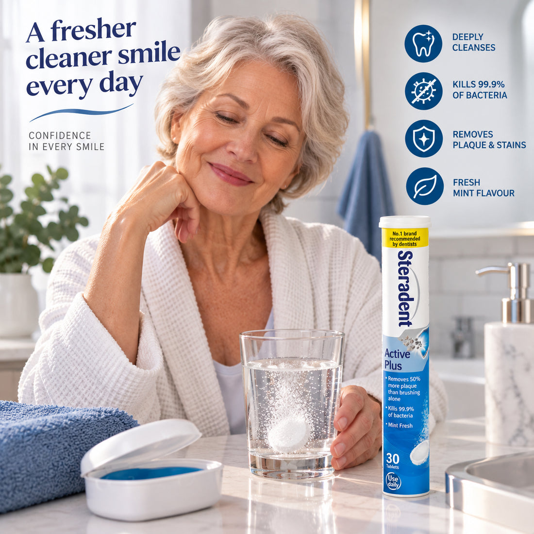 Steradent Active Plus Denture Cleaner 30 Tablets