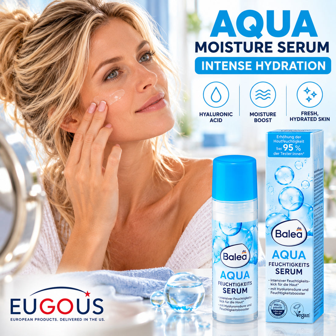 Balea Aqua Moisturizing Serum with Hyaluronic Acid 1.01 fl oz