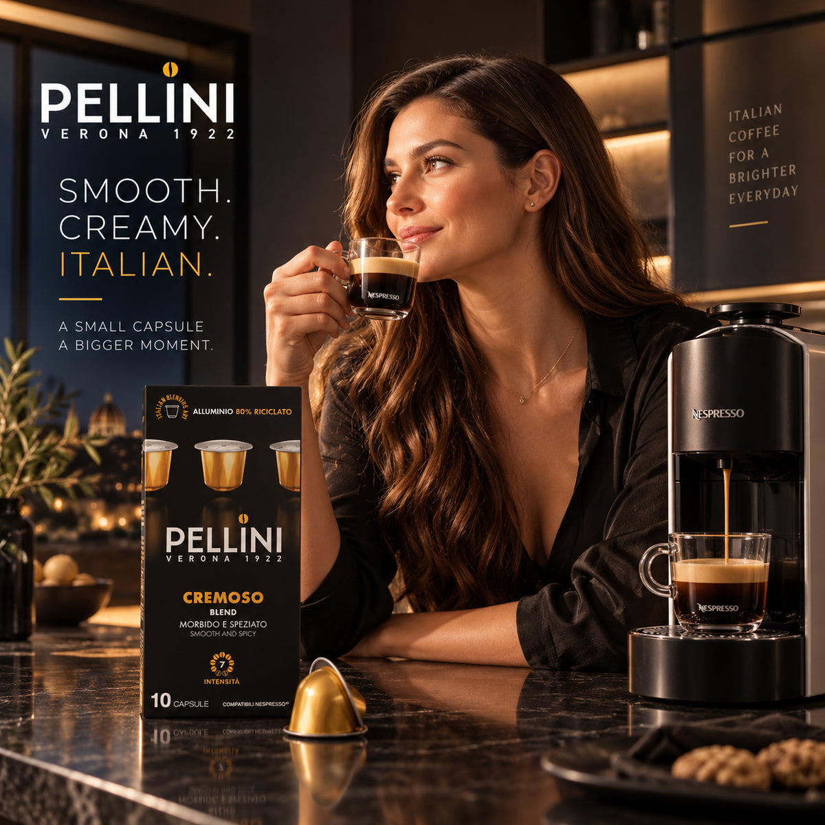 Pellini Cremoso Coffee Capsules for Nespresso Original Machines – Intensity 7, 10 Count
