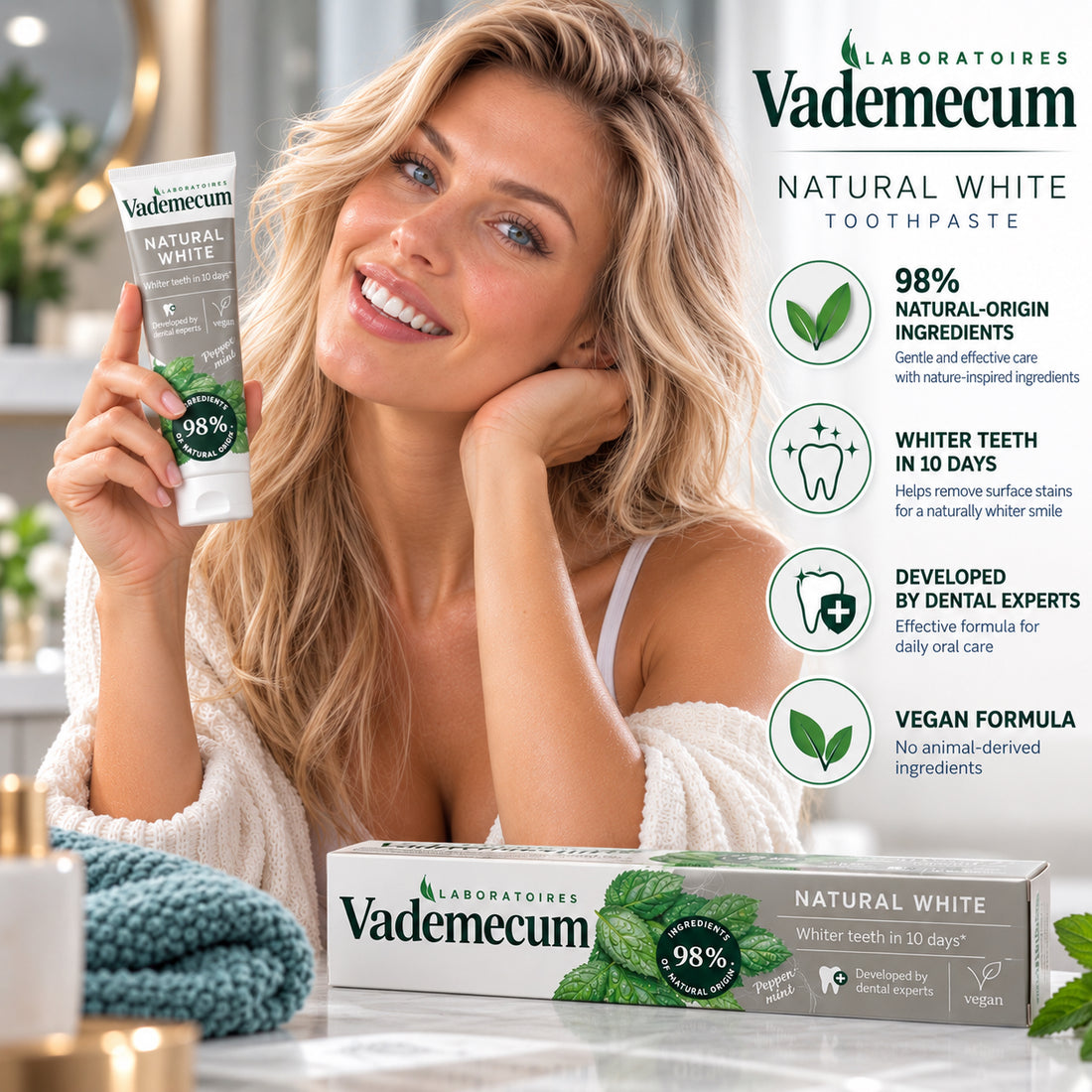 Vademecum Natural White Whitening Toothpaste 2.54 fl oz