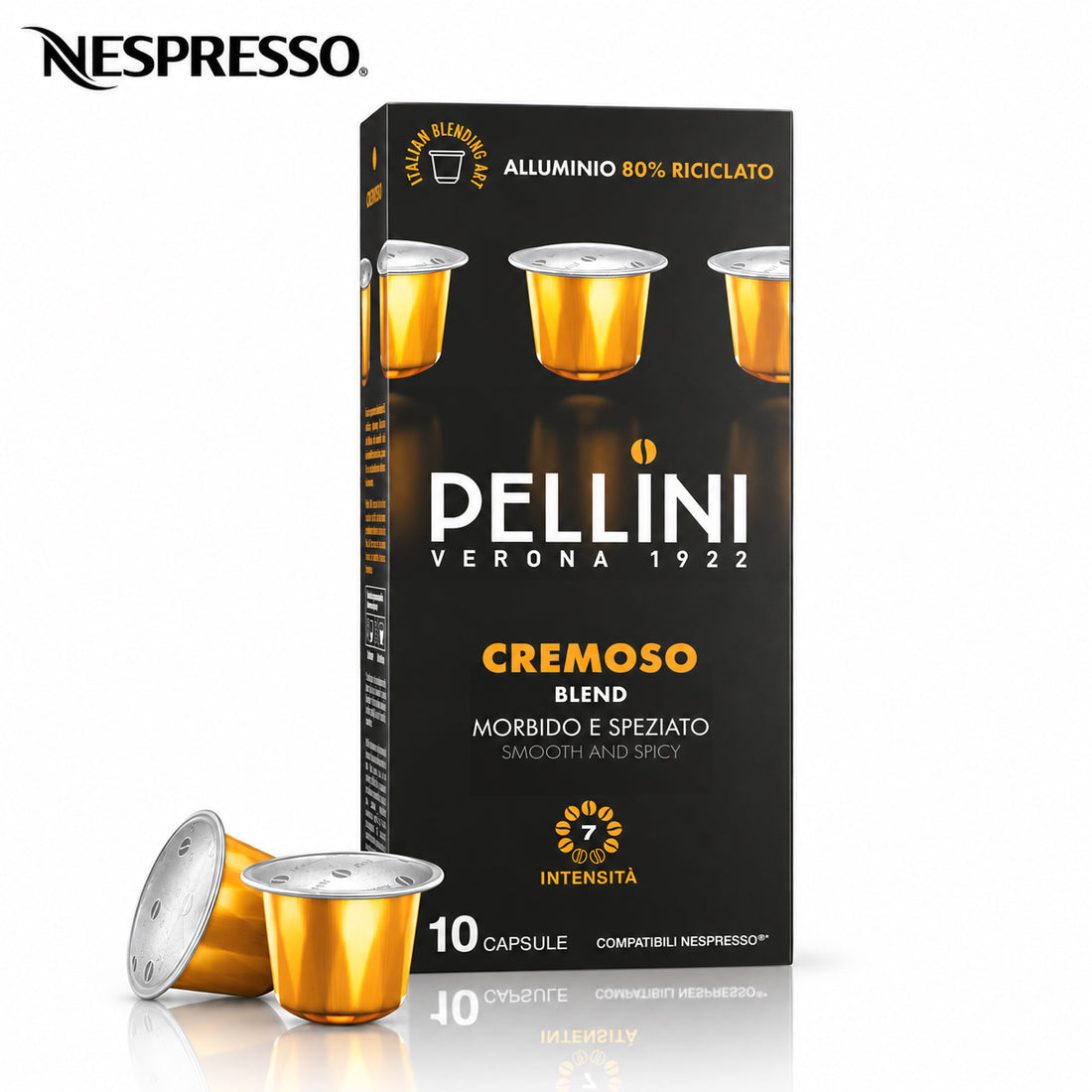 Pellini Cremoso Coffee Capsules for Nespresso Original Machines – Intensity 7, 10 Count
