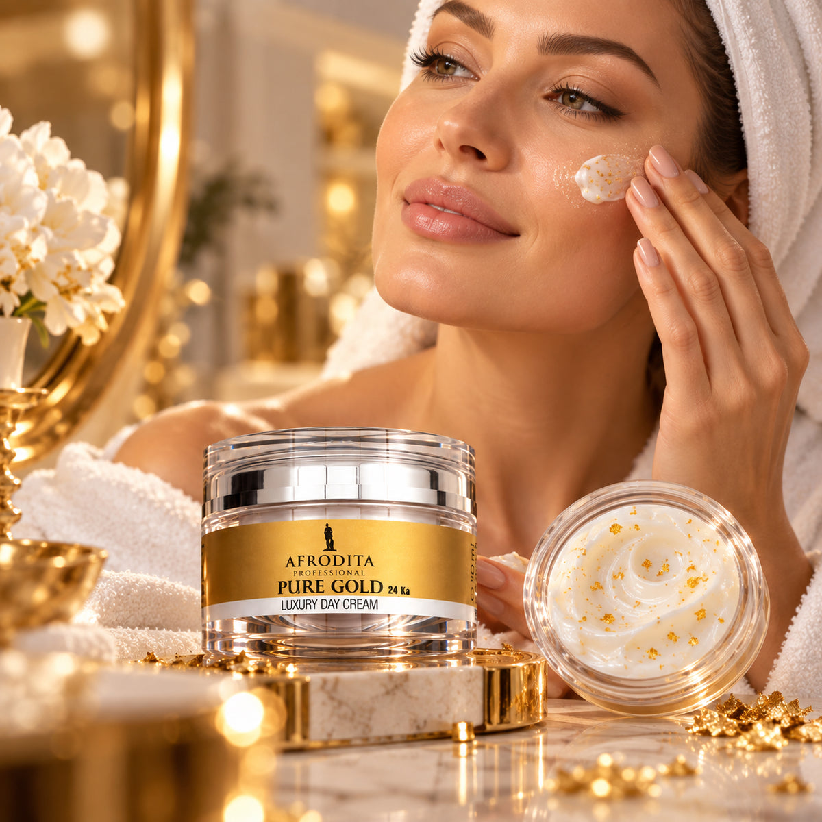 Afrodita Professional PURE GOLD 24K Luxury Day Face Cream – Intensive Anti-Wrinkle Care, 1.69 fl oz (50 ml)
