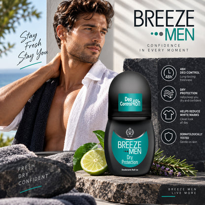 Breeze Men Dry Protection 48h Roll-On – 1.69 fl oz