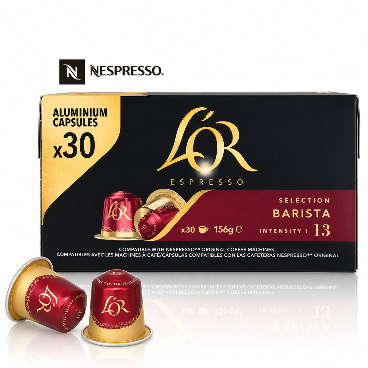 L’OR Espresso Barista Selection Intensity 13 – 30 Aluminum Coffee Capsules for Nespresso
