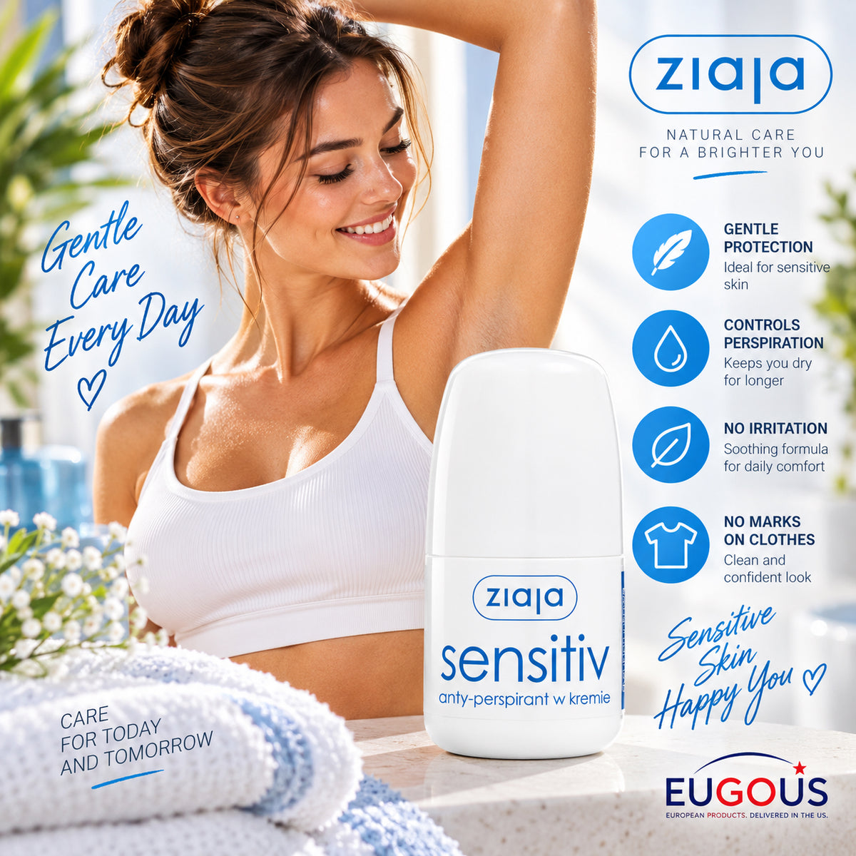 Ziaja Sensitive Cream Anti-Perspirant 2.03 fl oz