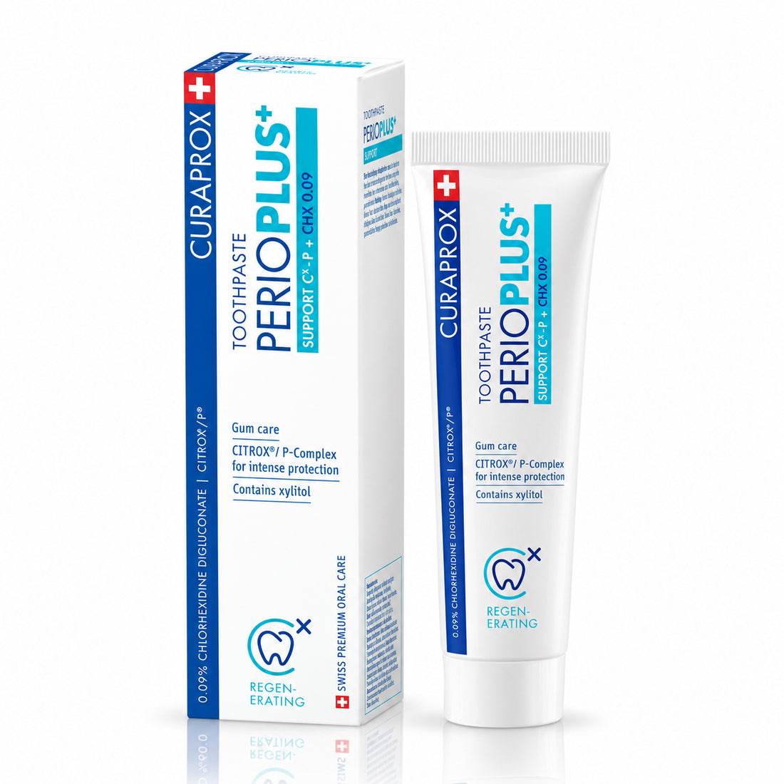 Curaprox Perio Plus+ Support CHX 0.09% Toothpaste – Gum Care with Fluoride, Hyaluronic Acid &amp; Citrox®/P, 2.5 fl oz
