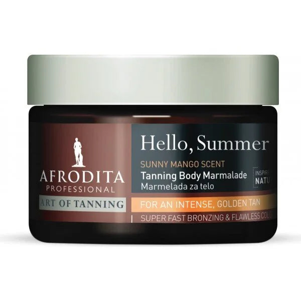 Afrodita Professional Hello, Summer Tanning Body Marmalade – Sunny Mango Scent, Gold Pigments, 6.76 fl oz (200 ml)
