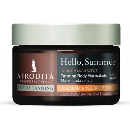 Afrodita Professional Hello, Summer Tanning Body Marmalade – Sunny Mango Scent, Gold Pigments, 6.76 fl oz (200 ml)
