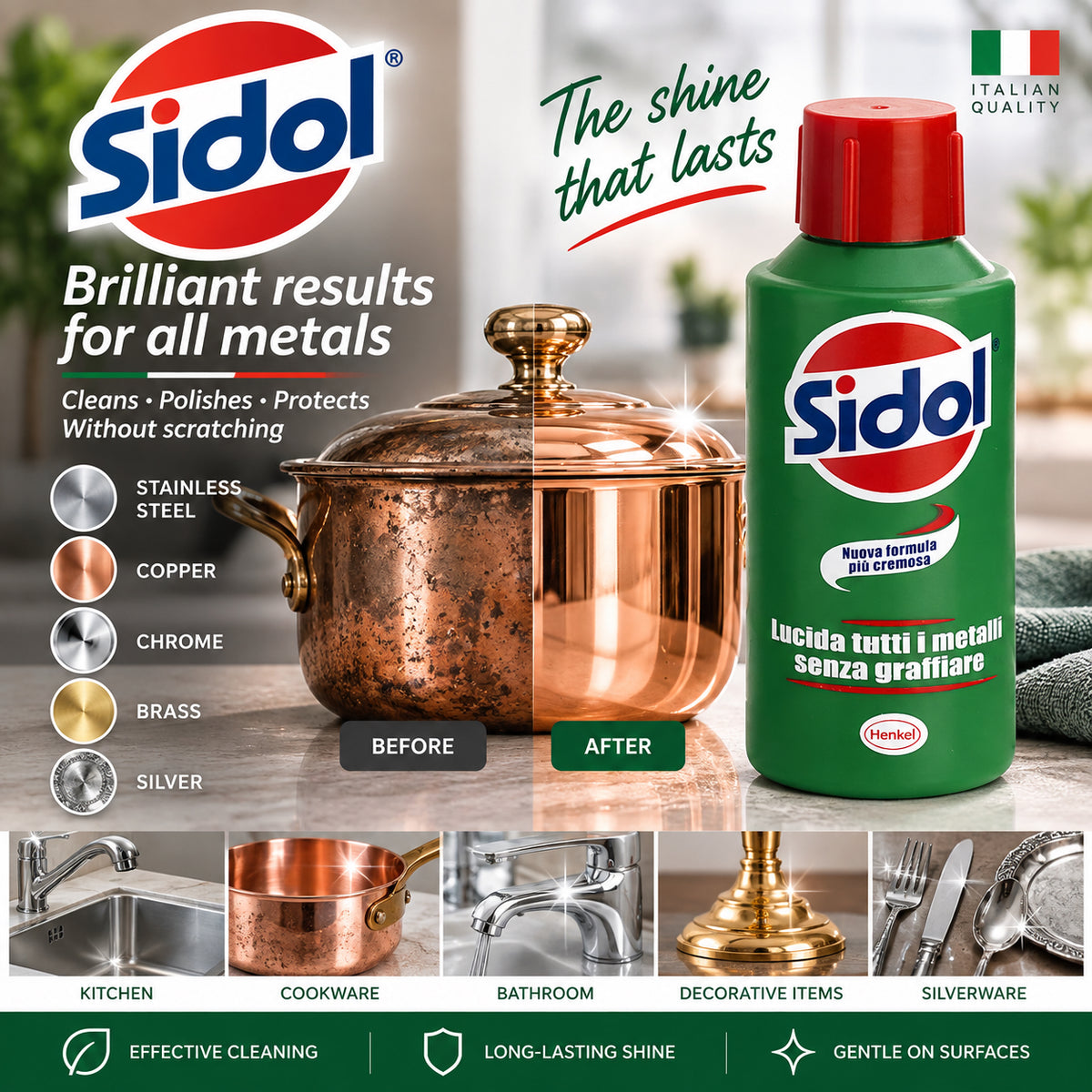 Sidol Metal Polish Cream – 2.54 / 5.07 fl oz