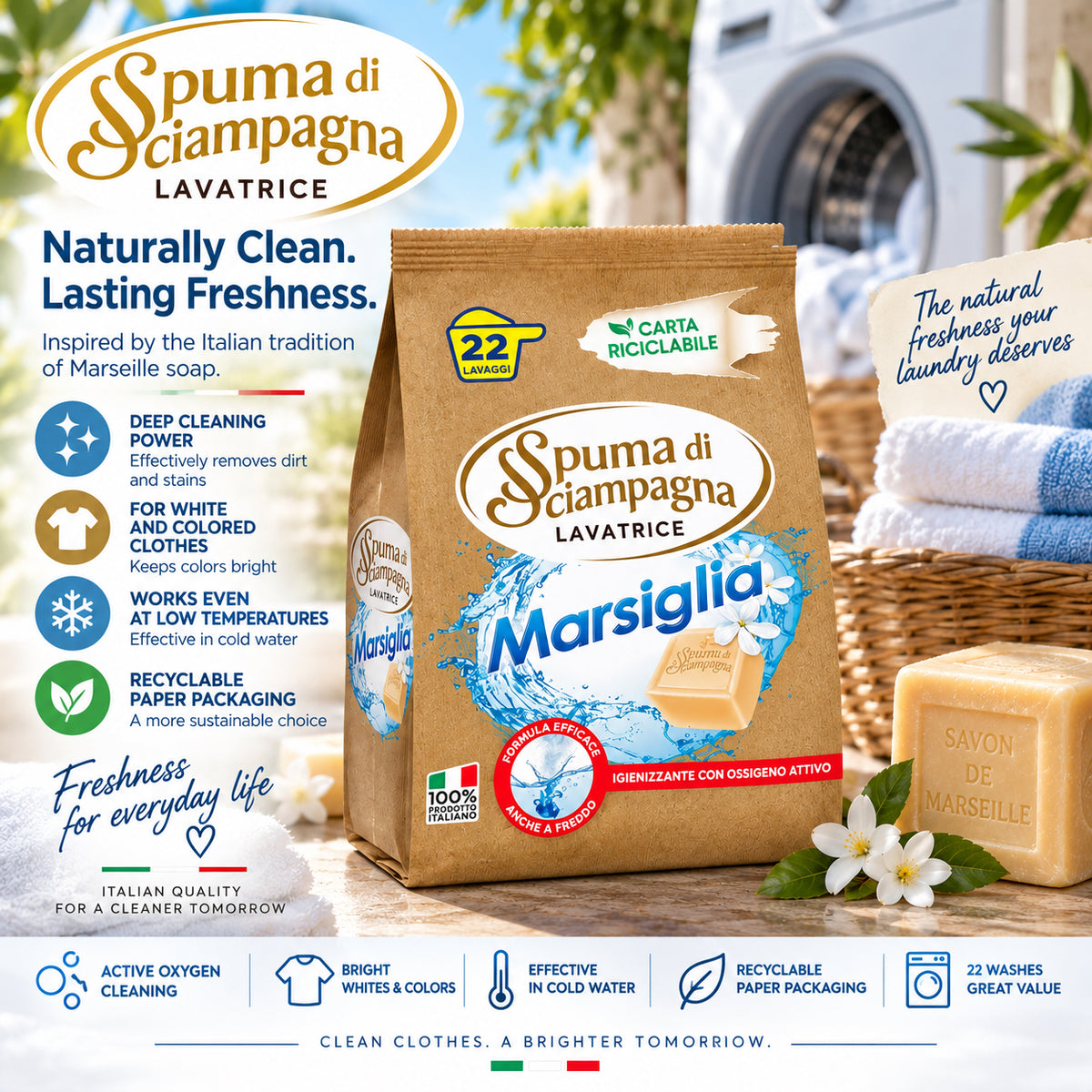 Spuma di Sciampagna Marsiglia Laundry Detergent Powder – 2.18 lb