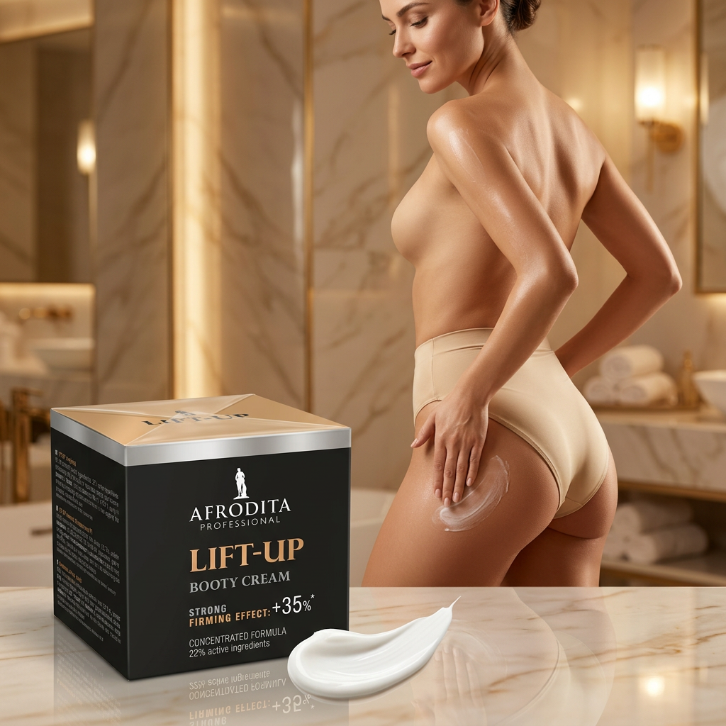 Afrodita Professional LIFT-UP Booty Firming Cream – Peptides, Collagen &amp; Papain, 3.38 fl oz (100 ml)