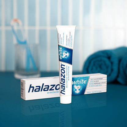 Halazon WHITE Multiactive Toothpaste – Stain Removal &amp; Enamel Care, 2.54 fl oz (75 ml), Germany