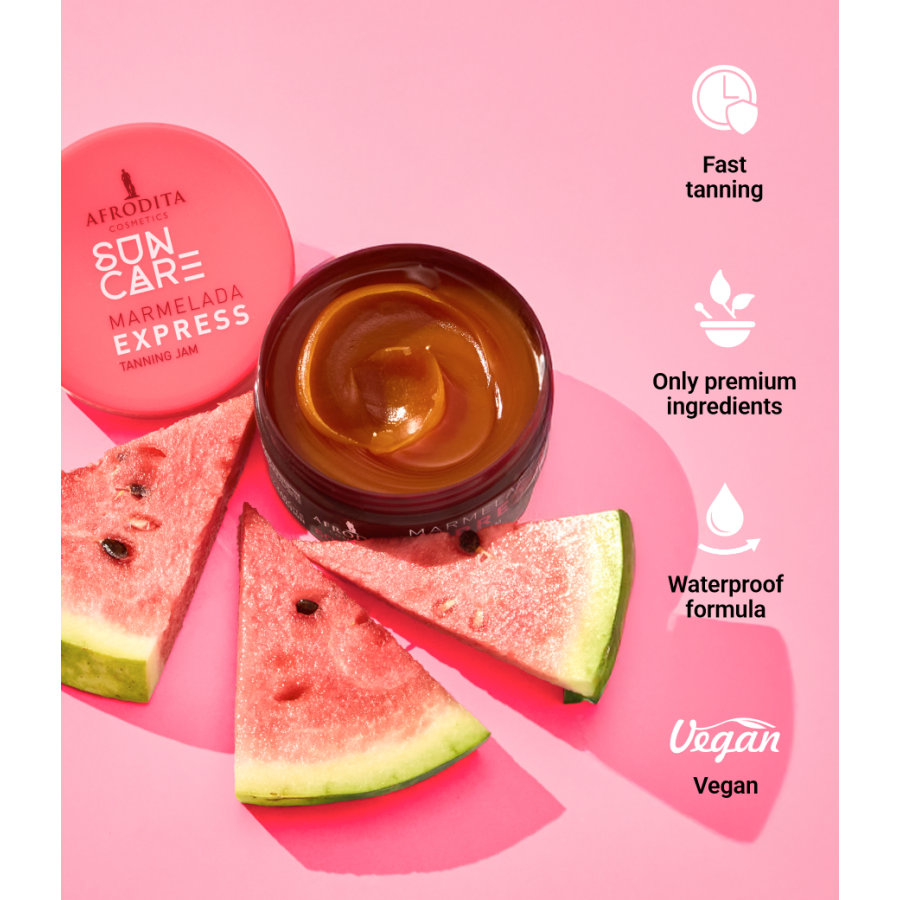 Afrodita Cosmetics Sun Care Marmelada Express Tanning Jam – Super Fast Bronzing, Summer Peach Scent, No SPF – 6.76 fl oz (200 ml)