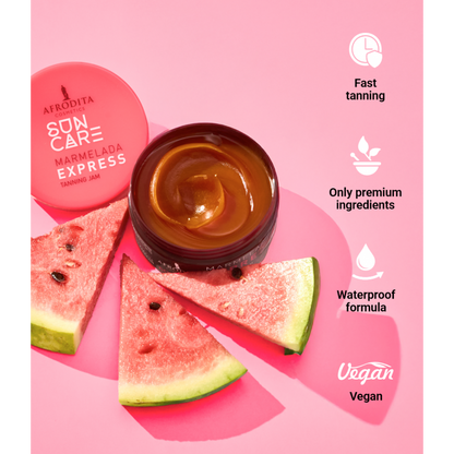 Afrodita Cosmetics Sun Care Marmelada Express Tanning Jam – Super Fast Bronzing, Summer Peach Scent, No SPF – 6.76 fl oz (200 ml)
