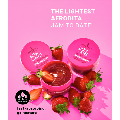 Afrodita Sun Care Strawberry Tanning Jelly Jam – Fast Bronzing, Light Non-Greasy Gel, 6.76 fl oz (200 ml)