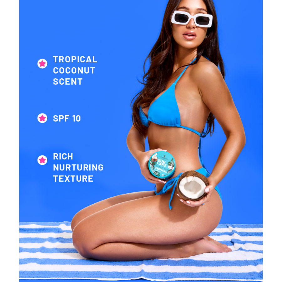Afrodita Sun Care Marmelada Tropical Tanning Jam SPF 10, Coconut, 6.76 fl oz (200 ml)