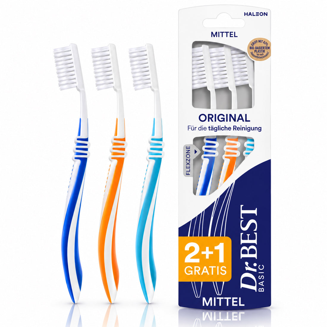Dr.BEST Original Medium Toothbrushes – 3 Pack