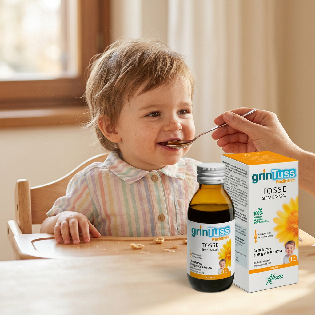 Aboca Grintuss Pediatric Cough Syrup Kids 1+ – Dry &amp; Productive Cough – 4.46 fl oz (132 ml)