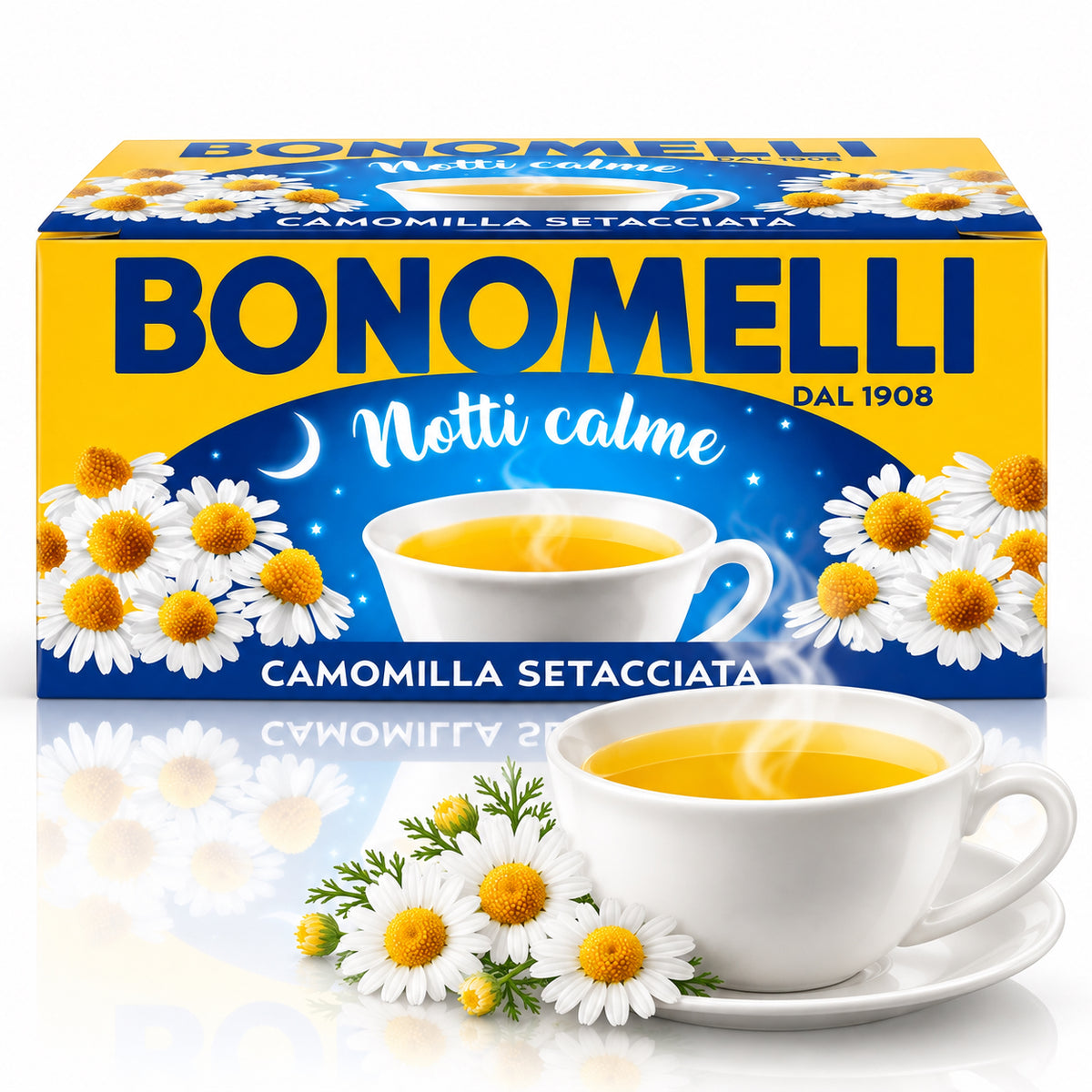 Bonomelli Chamomile Herbal Tea – 18 Tea Bags, 1.27 oz