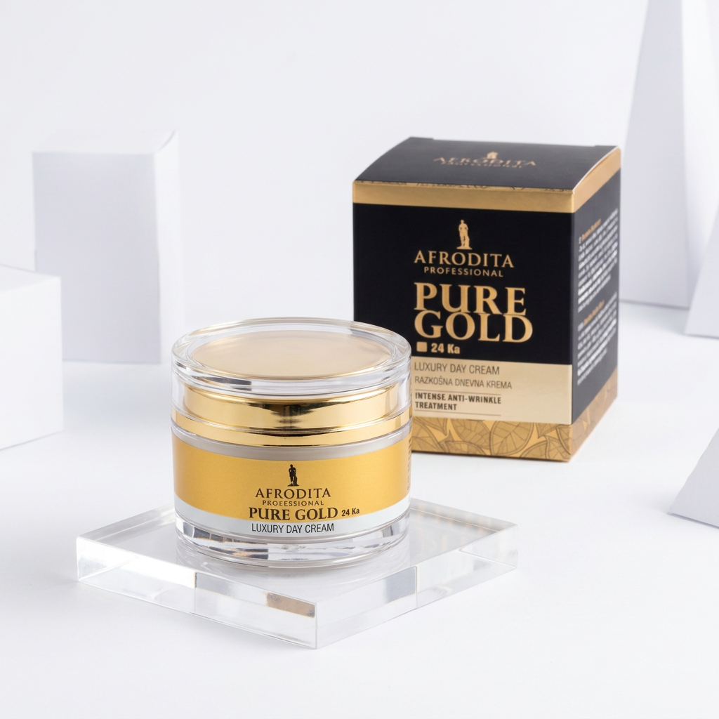 Afrodita Professional PURE GOLD 24K Luxury Day Face Cream – Intensive Anti-Wrinkle Care, 1.69 fl oz (50 ml)