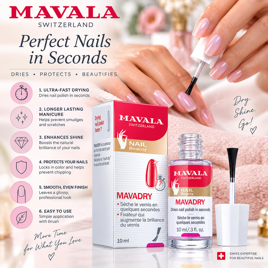 Mavala Mavadry Quick-Dry Nail Polish Top Coat – 0.34 fl oz