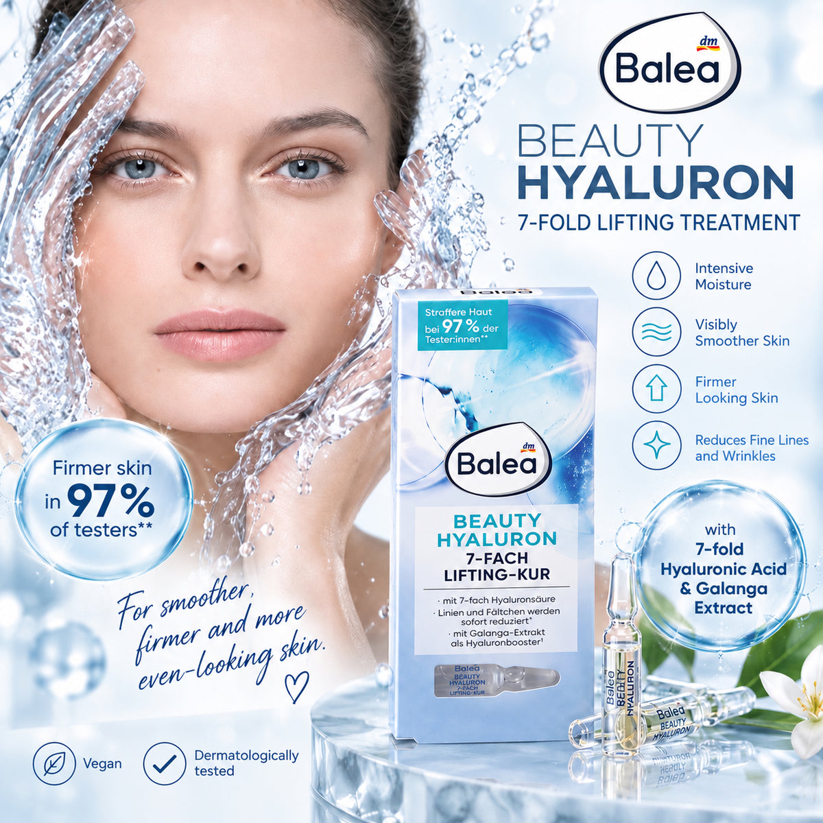 Balea Beauty Hyaluron 7-Fold Lifting Treatment – 7 Ampoules