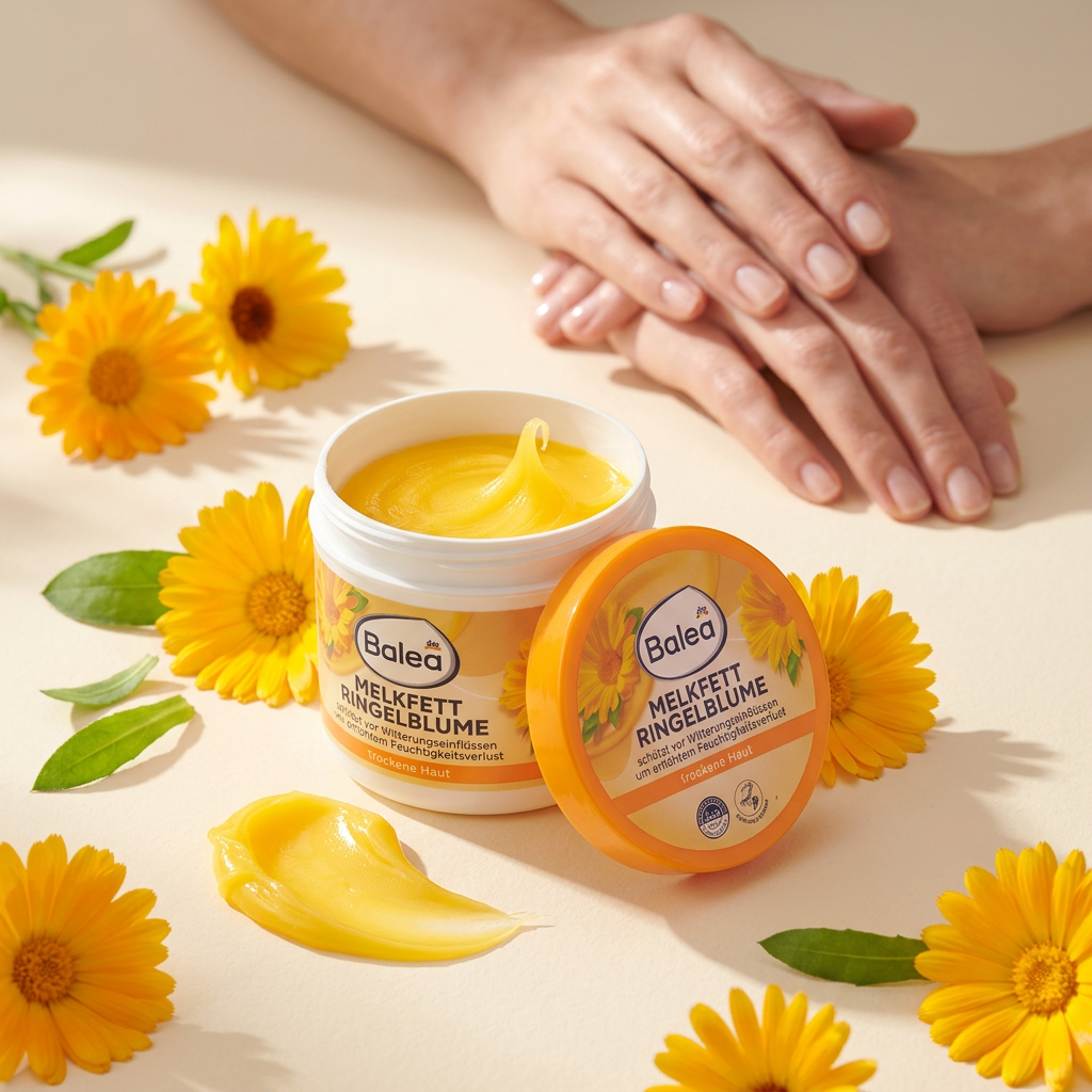 Balea Calendula Intensive Skin Care Cream for Dry Skin – Face &amp; Body, 8.45 fl oz (250 ml)