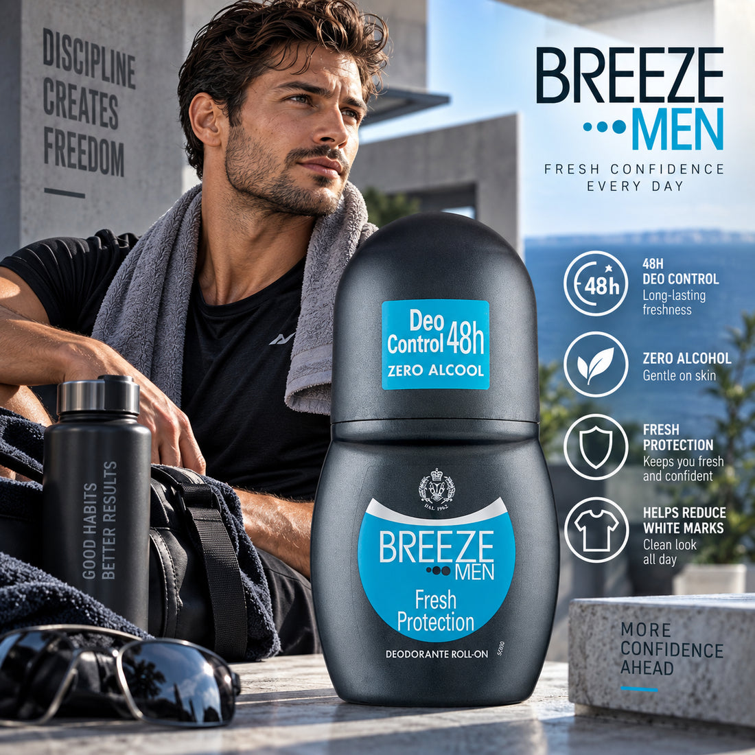 Breeze Men Fresh Protection 48h Roll-On – 1.69 fl oz