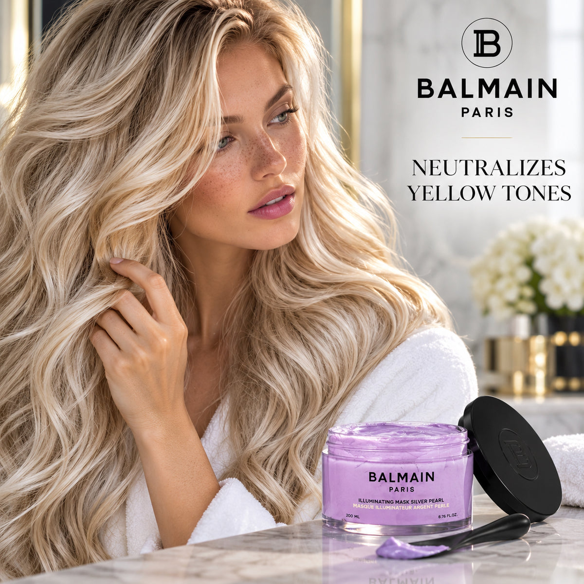 Balmain Paris Hair Couture Illuminating Mask Silver Pearl 6.76 fl oz