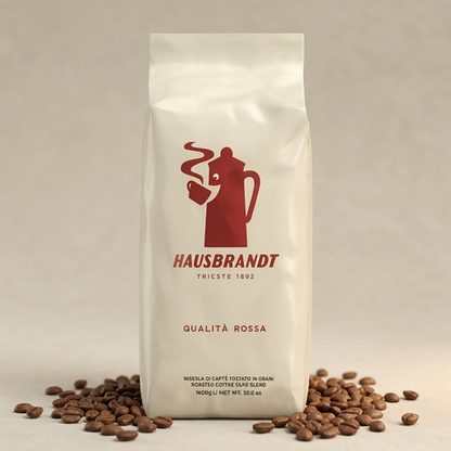 Hausbrandt Qualità Rossa Whole Bean Coffee – Arabica &amp; Robusta Blend, 1 kg (35.2 oz) – Italy
