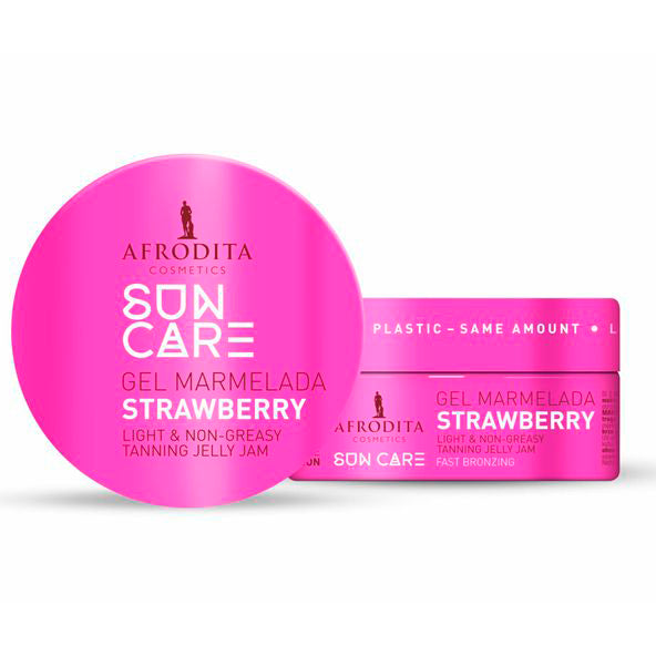 Afrodita Sun Care Strawberry Tanning Jelly Jam – Fast Bronzing, Light Non-Greasy Gel, 6.76 fl oz (200 ml)