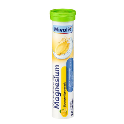 Mivolis Magnesium Effervescent Tablets – Lemon Flavor, 20 Tablets – Germany