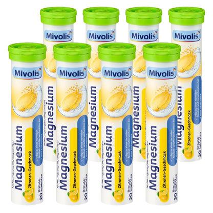 Mivolis Magnesium Effervescent Tablets – Lemon Flavor, 20 Tablets – Germany