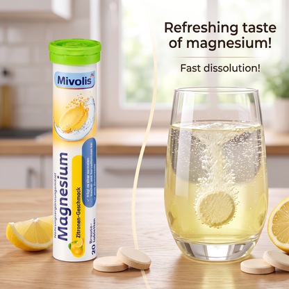 Mivolis Magnesium Effervescent Tablets – Lemon Flavor, 20 Tablets – Germany