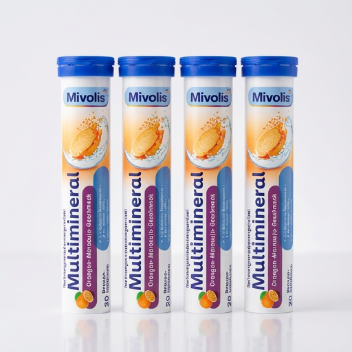 Mivolis Multimineral Effervescent Tablets – Calcium, Magnesium + 6 Trace Elements, Orange &amp; Passion Fruit, 20 Tablets – Germany